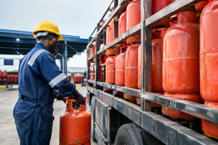 A worker supplying LPG in Nigeria